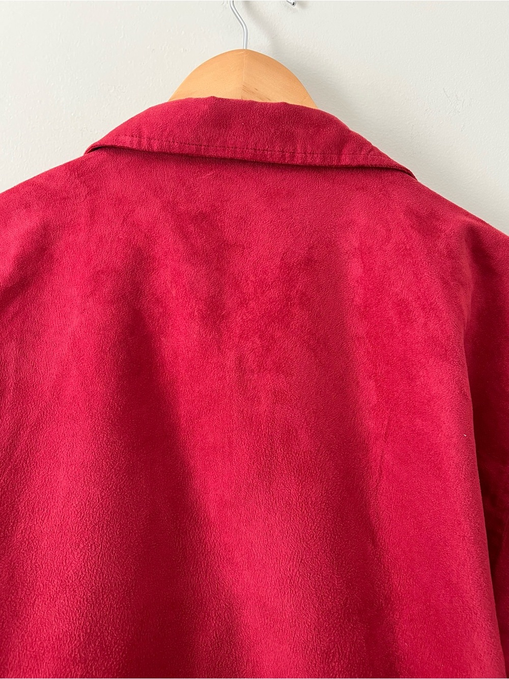 VTG 90's Monterey Club Red Faux Suede Golf Jacket Full Zip Velvet Feel Mens M - Picture 13 of 14